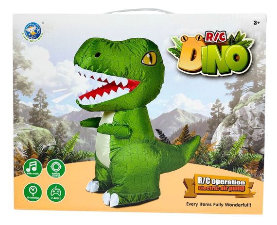 Динозавр на радіокеруванні T-Rex надувний від акумулятора з пультом зелений великий музика рух 60 см | Зображення 7