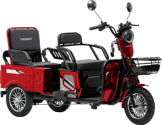 Электротрайк Crosser Transit TR-5 LFP 1500W 76.8V 30Ah, грузовой трехколесный электроскутер до 80 км, LiFePO4, 3 места Червоний