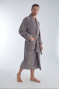 Чоловічий велюровий халат Nusa 1330 сірий 3XL