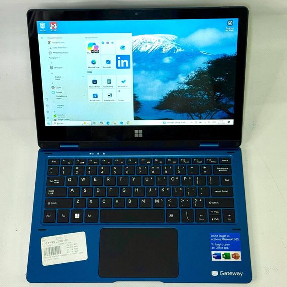 Нетбук Б-клас Gateway GWTC116-2BL / 11.6" (1366x768) TN Touch / Intel Celeron N4020 (2 ядра по 1.1 - 2.8 GHz) / 4 GB DDR4 / 64 GB SSD / Intel UHD Graphics 600 / WebCam / Windows 10 Pro б/в | Зображення 2