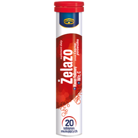 Витамины Железо Kruger Iron+витамин С  шипучие в таблетках растворимые, 20шт, Польша, со вкусом смородины