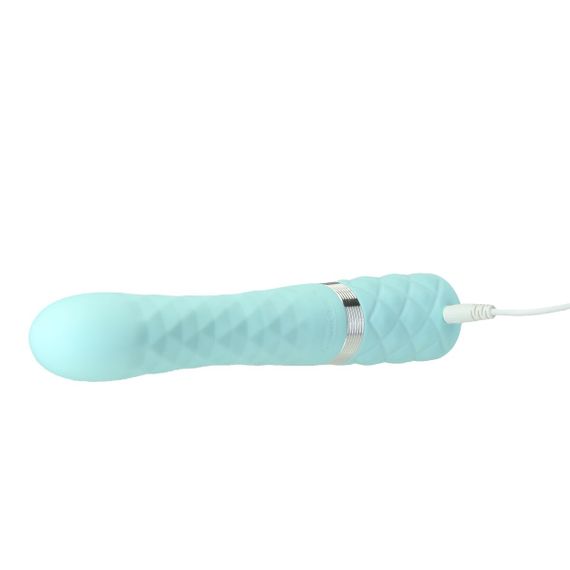 Розкішний кролик з ротацією та вібрацією Pillow Talk Lively Teal, кристал Сваровскі, потрійний відро | Зображення 4