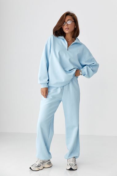 Однотонний спортивний костюм із написом - блакитний цвет, ONE SIZE (є розміри) | Зображення 4
