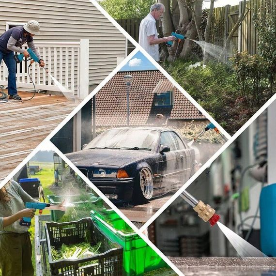 Бездротова мийка високого тиску + 2 акумулятори 48V / Акумуляторна міні мийка для машини / Пістолет для миття автомобіля | Зображення 1