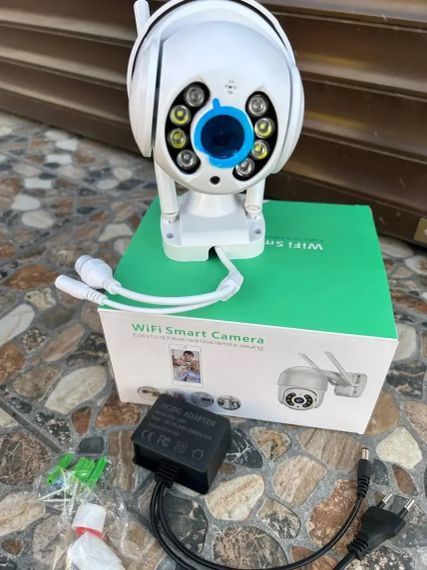 Вулична камера UKC Відеоспостереження WIFI IP бездротова зовнішня поворотна V380 Pro з блоком живлення | Зображення 1