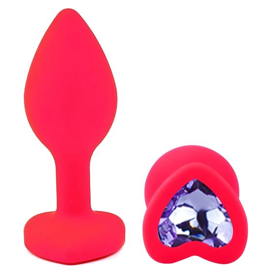 Силіконова анальна пробка EGZO - Silicone Pink Heart Plug Amethyst, size S Sex Aura | Зображення 1