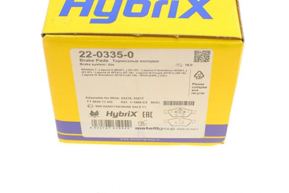 Колодки гальмівні передні Renault Laguna II III 01-15 Megane II 03- Wind 10- 22-0335-0 | Зображення 9