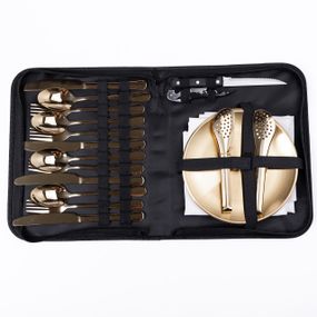 Набор посуды для пикника на 4 персоны 24 предмета Золотистый HP-21-2