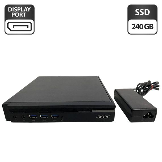 Неттоп Acer Veriton N4640G USFF / Intel Core i3-6100T (2 (4) ядра по 3.2 GHz) / 8 GB DDR3 / 128 GB SSD / Intel HD Graphics 530 / Блок питания б/у