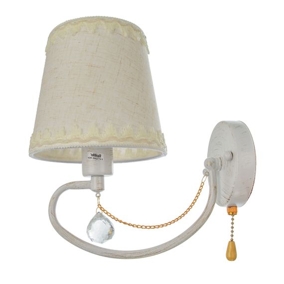 Бра настенное накладное прованс с абажуром BKL-672W/1 E27 WH/G | Зображення 1