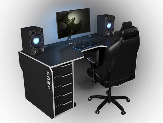 Стол геймерский эргономичный ZEUS Viking-2S черныйбелый | Зображення 5