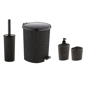 LINE набір для ванної 4шт (відро, йоржик, дозатор, підставка д/щіток) (1) (чорний (black))