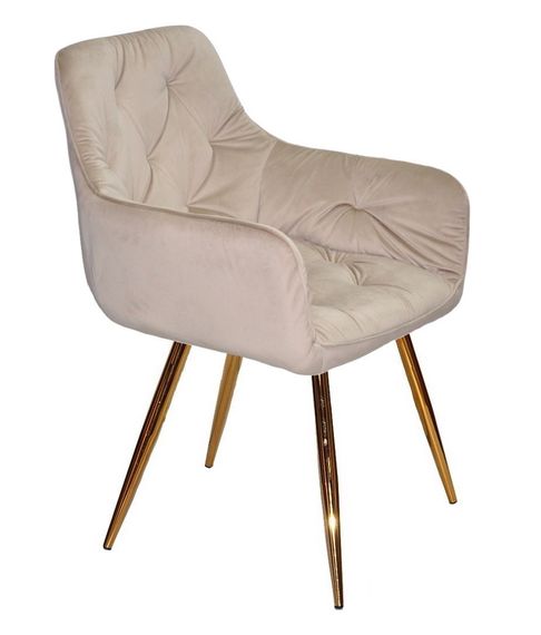Крісло поворотне Sara GD (swivel chair 180°) на золотих металевих ногах, оббивка велюр велюр бежевий OR-851 | Зображення 6