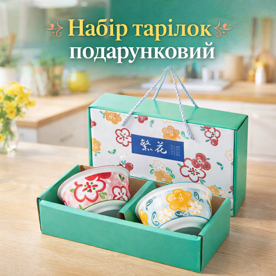 Набор из 2 тарелок пиал  в подарочной  коробке 25.6*7*12.5 см | Зображення 1