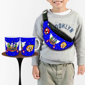 Подарочный набор :Сумка-бананка+ Кружка  Супер Соник детский,для мальчика (00256)