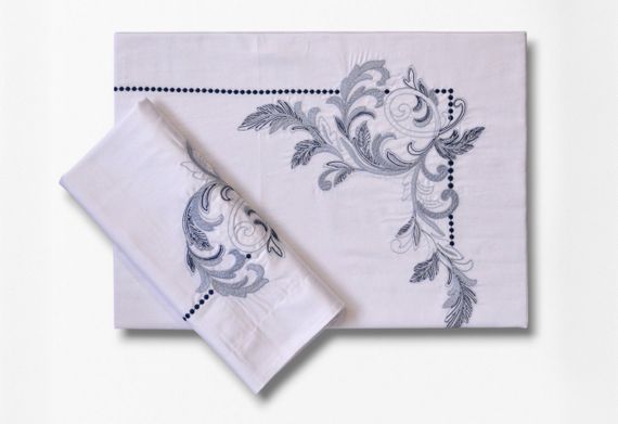 Комплект постільної білизни Issimo  Embroidered Satin 200х220 см Voyant Blue | Зображення 3
