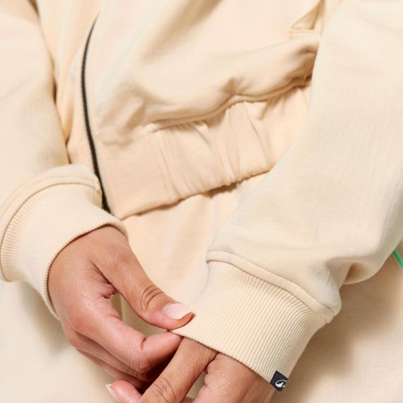 Світшот на блискавці жіночий бежевий із зеленим принтом - XL | Зображення 6