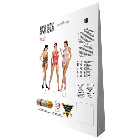 Бодістокінг у велику сітку Passion BS087 red, відкрита спина, халтер, з доступом, One size | Зображення 6