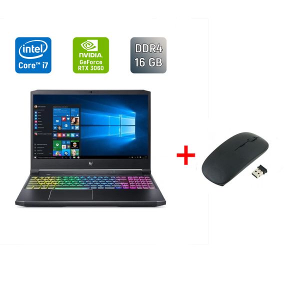 Игровой ноутбук Б-класс Acer Predator Helios PH315-54 / 15.6" (1920x1080) IPS / Core i7-11800H (8 (16) ядер по 2.3 - 4.6 GHz) / 16 GB DDR4 / 512 GB SSD / GeForce RTX 3060, 6 GB GDDR6, 192-bit / WebCam / Windows 11 б/у + Подарок Беспроводная мышь