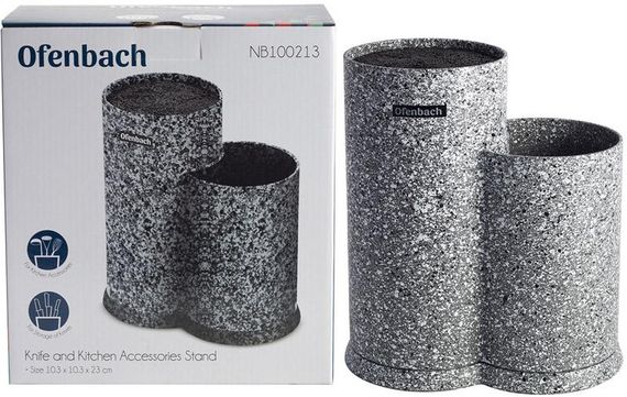 Підставка-колода Ofenbach Grey Marble для кухонних ножів 10х19х23см, подвійна кругла | Зображення 4