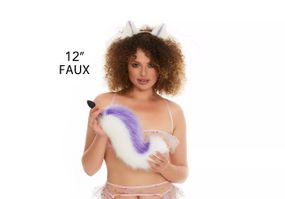 Анальний хвіст собаки без пробки, Фіолетовий з білим, OKOVA 30 см. sexstyle