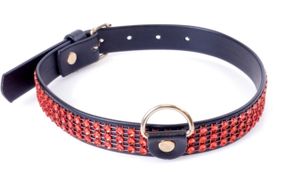Нашийник зі штучної шкіри з кристалами Fetish Boss Series - Collar with crystals Red, BS3300108 Sex Aura