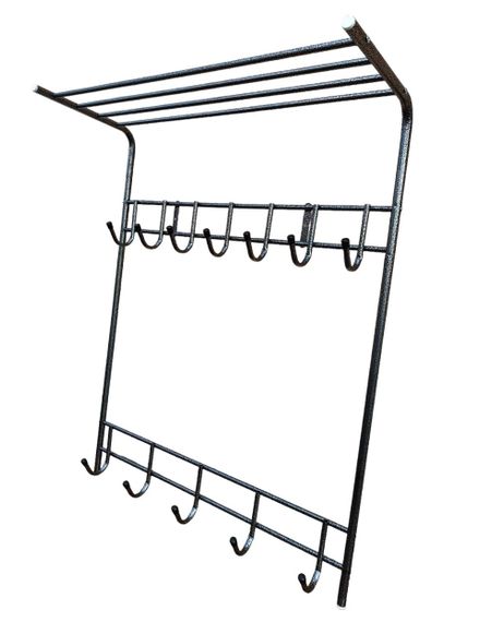 Вішалка настінна для одягу в передпокій з полицею сіра | Зображення 1