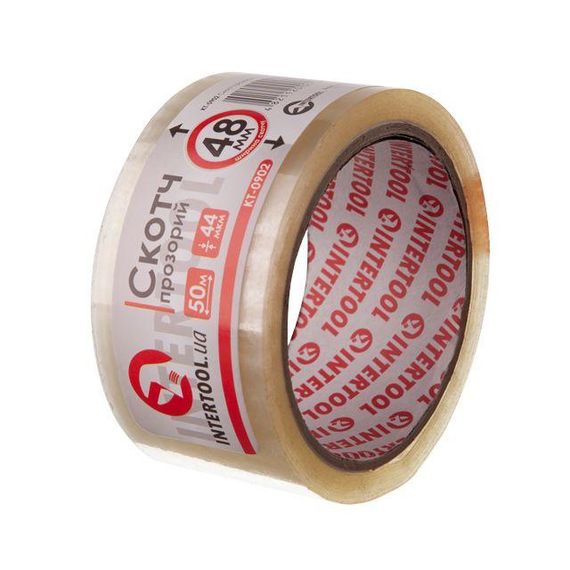 Скотч прозорий 48 мм*50 м*52мкм INTERTOOL KT-09021 | Зображення 1