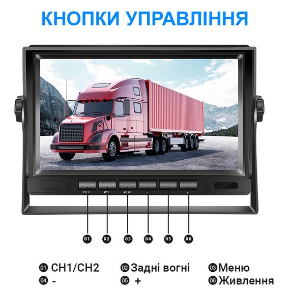Камера заднього виду з монітором 7" Podofo Z2108, паркувальний комплекс для вантажних авто | Зображення 4
