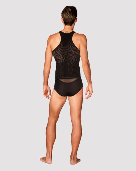 Чоловіча напівпрозора майка-борцовка з візерунком Obsessive T103 tank top S/M/L, чорна | Зображення 3