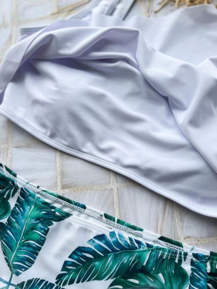Роздільний білий Plus Size купальник з чашками та утяжкою | Зображення 7