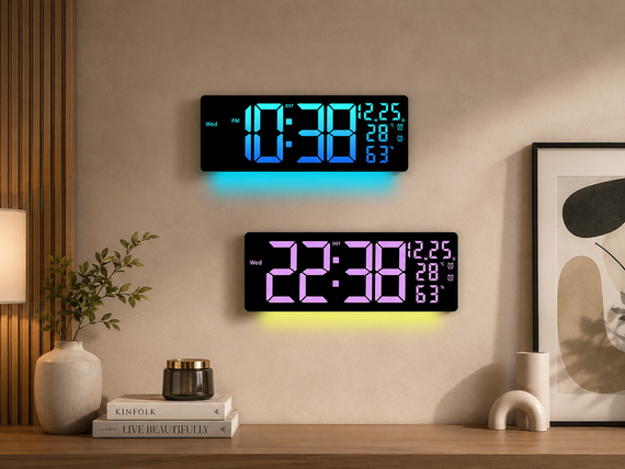 Настінний годинник 6669R/ Електронний LED-годинник/RGB годинник з пультом | Зображення 5
