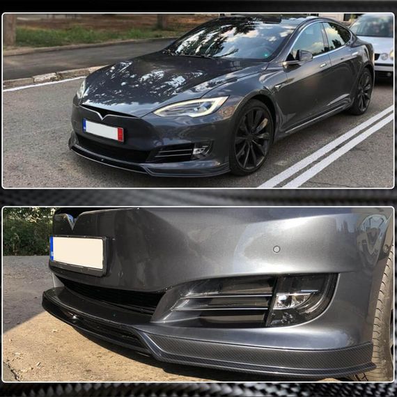 Накладка на передній бампер Lip (2016-2021, Карбон) для Tesla Model S 2012- рр | Зображення 3