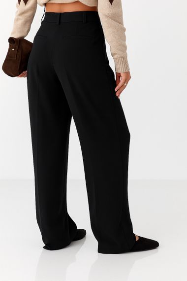 Класичні жіночі штани-палаццо зі складками - чорний цвет, 38р (є розміри) | Зображення 3