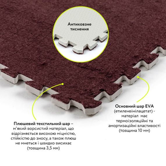Пол-пазл плюшевый КОРИЧНЕВЫЙ 60*60*1cm (D) SW-00002083 | Зображення 2