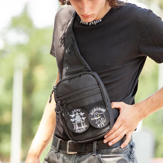 Тактична чоловіча сумка з кобурою Cordura 1000D – 6 кишень, чорна | Зображення 9