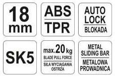 Ніж будівельний 18 мм SK5 ABS/TPR YATO YT-75072 | Зображення 3