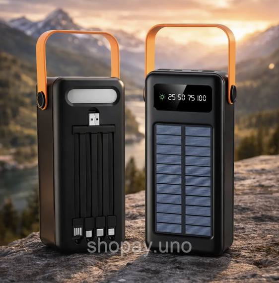 Power Bank SOLAR YM-636CX 80000 mAh с фонарём ∙ Портативный аккумулятор YM-636C на солнечной батарее | Зображення 1