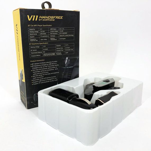 Трансмітер FM V11 BT з Bluetooth гарнітурою модулятор, блютуз фм передавач для автомагнітоли | Зображення 7