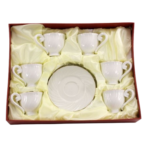 Набір кавовий Хвиля 12 предметів (ч.90мл + блюдце) порцеляна білий LTSL-C0109-А Оптима | Зображення 1