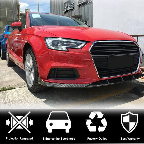 Передний бампер Лип V1 для Base 2017-2020 SD, Карбон для Ауди A3 | Зображення 2