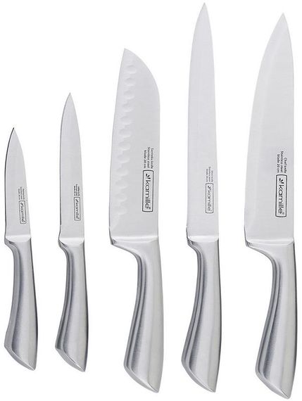 Набір ножів Kamille Steel 5 кухонних ножів на дерев'яній підставці | Зображення 1