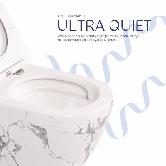 Унітаз підвісний Robin Ultra Quiet 490×365×325 мм, Marble, з сидінням Slim Duroplast / Soft-close / Quick Release QT13332381АSMR | Зображення 4