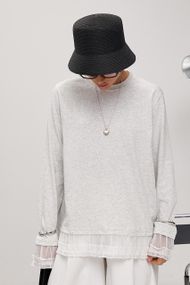 Вільний лонгслів з рюшами - світло-сірий цвет, ONE SIZE (є розміри)