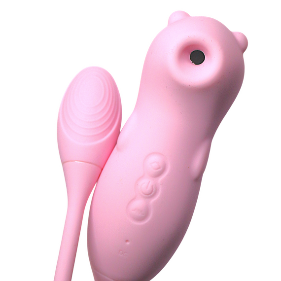 Вагінально-кліторальний вібромасажер "Fun bear", 5 вакууму, 10 вібрації, рожевий sexstyle | Зображення 7
