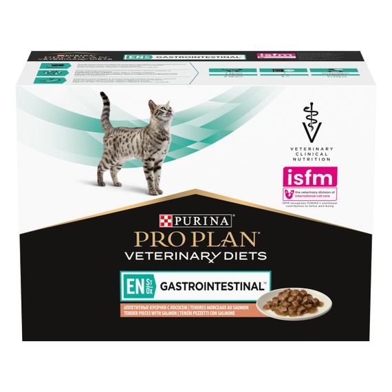 Вологий корм для котів із захворюваннями ШКТ з лососем Purina Veterinary Diets EN Gastrointestinal 85 гр х 10 шт