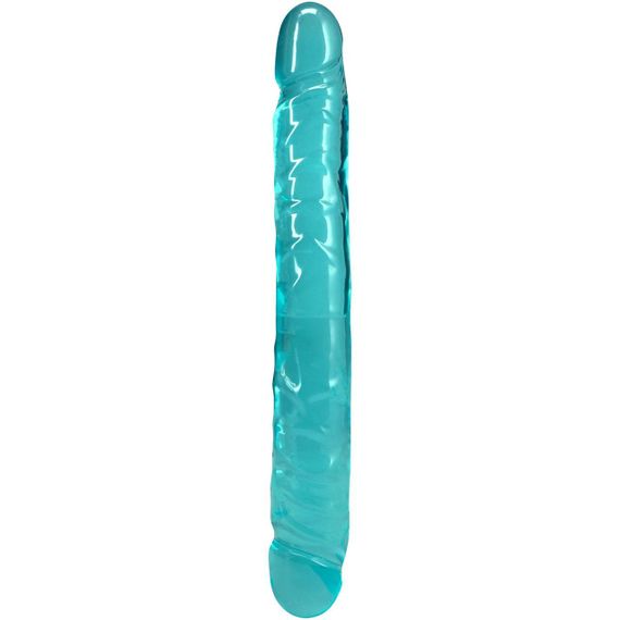 Фалоімітатор двосторонній Doc Johnson Crystal Jellies 12" Jr. Double Dong Teal Sex Aura