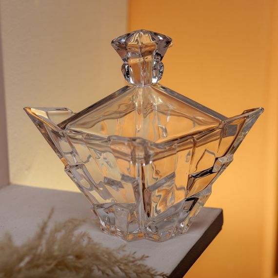 Цукорниця з кришкою 16×16×19 см ваза цукорниця квадратна скляна HP-4-119 | Зображення 3