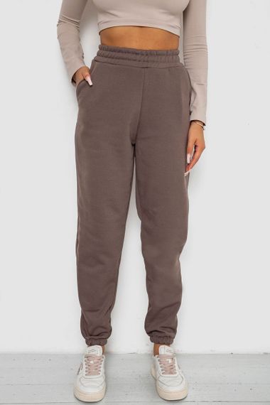 Спортивные штаны женские на флисе, цвет коричневый, 238R58671