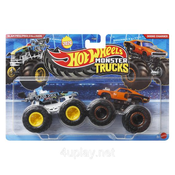 Подарочный набор 2 монстр-трака Хот Вилс Оригинал Hot Wheels Monster Trucks Slam Prix Vs Dodge Charger